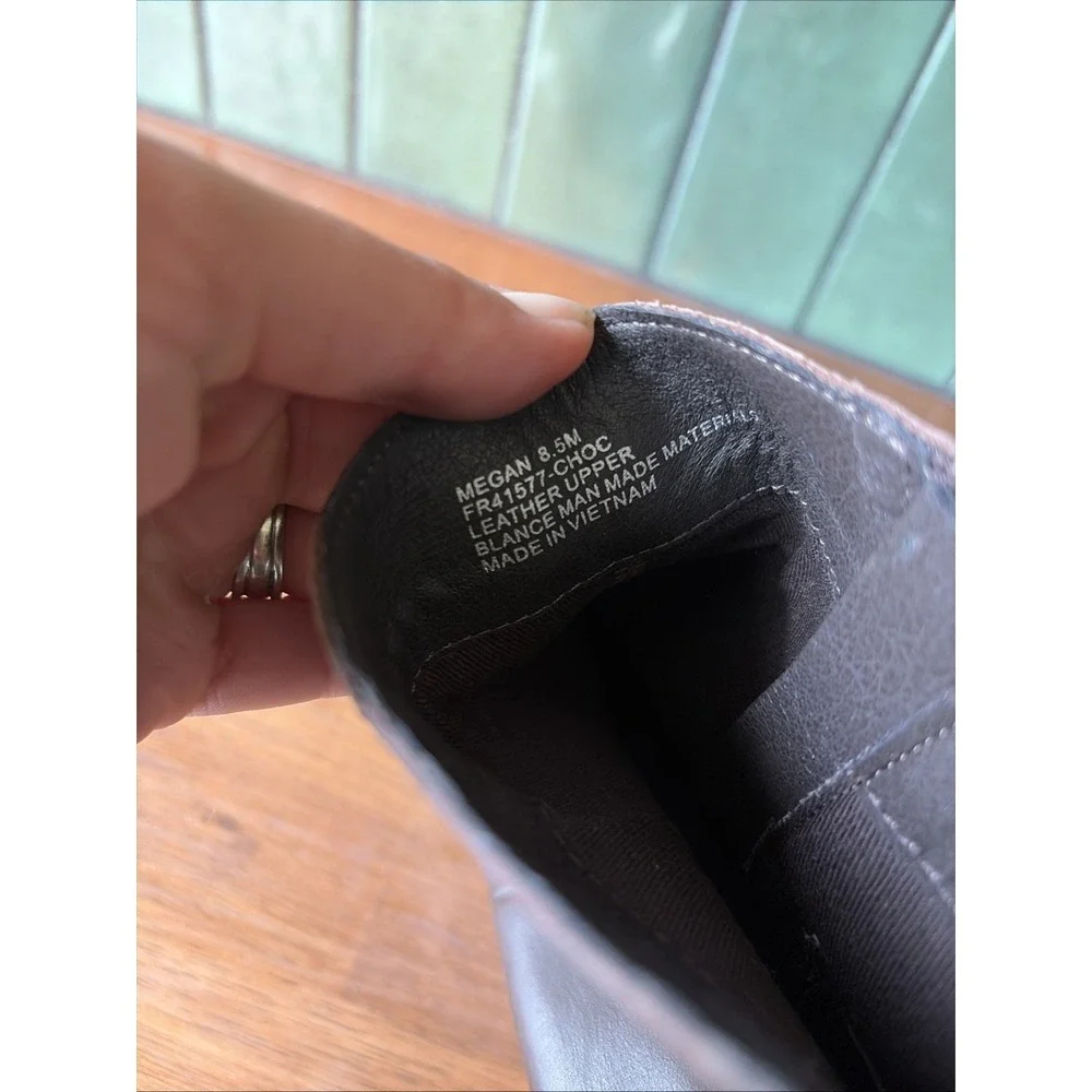 FRYE MEGAN SIDE ZIP Dark Brown LEATHER ANKLE BOOTIES‎ Size 8.5 M